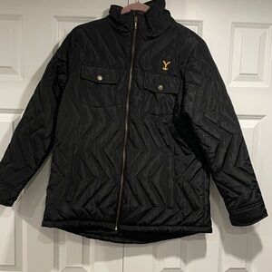 Yellowstone Black Quilted Barn Jacket. Embroidered Y for Yellowstone .